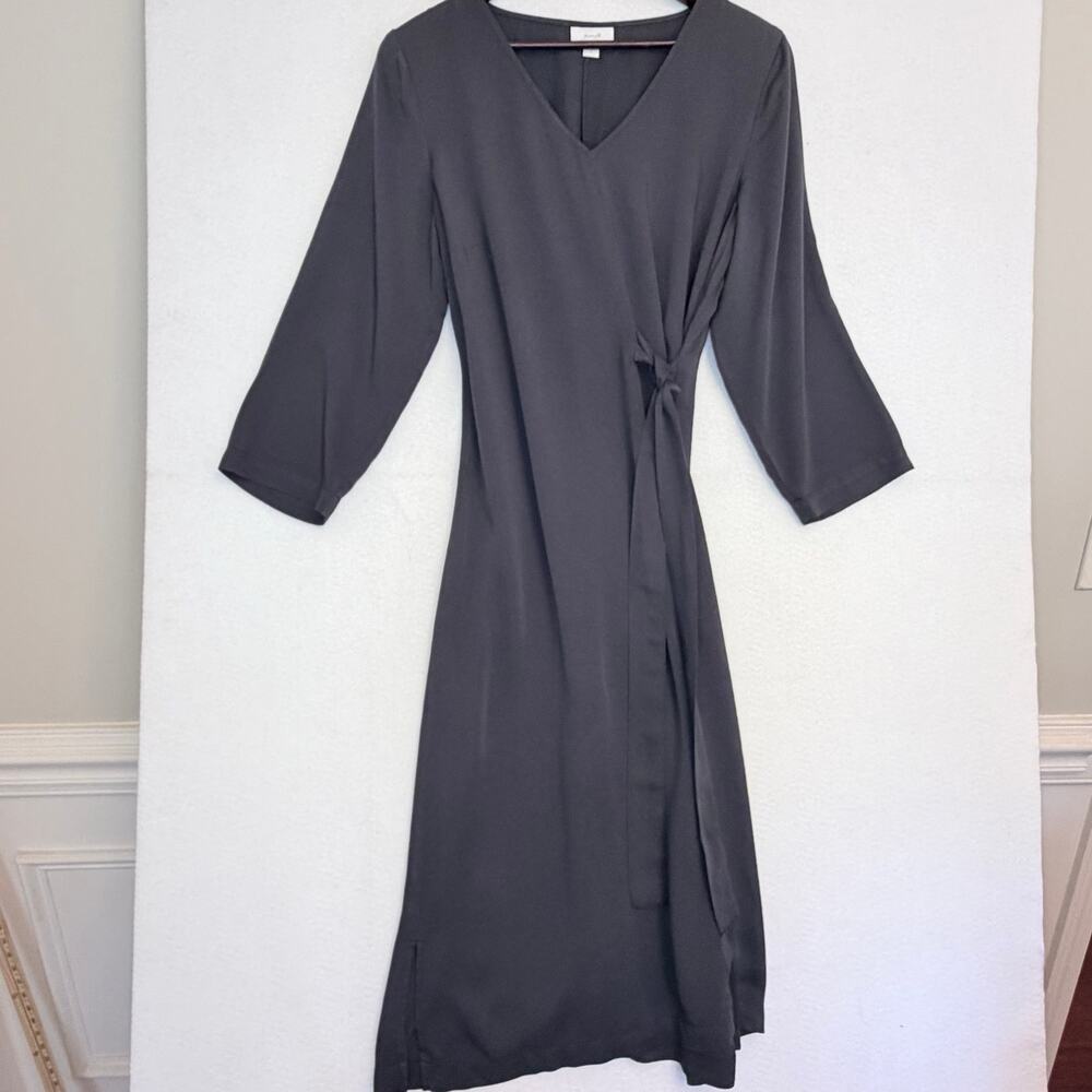 Pure Jill J Jill Womens S Black Faux Wrap Midi Dress Ecovero Fall